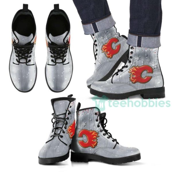 grey calgary flames leather boots shoes 1 WbsRa 600x600px Grey Calgary Flames Leather Boots Shoes