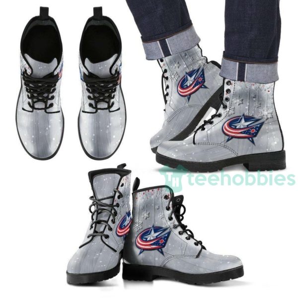 grey columbus blue jackets leather boots shoes 1 qJk05 600x600px Grey Columbus Blue Jackets Leather Boots Shoes