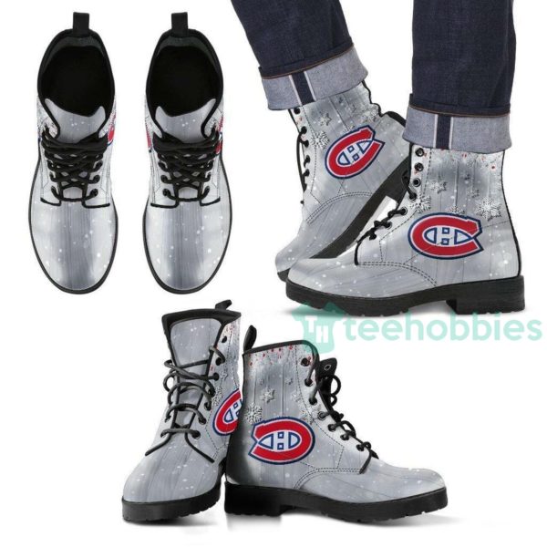 grey montreal canadiens leather boots shoes 1 yXpLS 600x600px Grey Montreal Canadiens Leather Boots Shoes