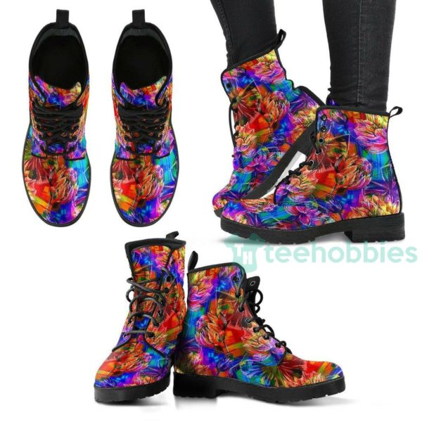 handcrafted colorful lotus leather boots shoes 1 EV969 600x600px Handcrafted Colorful Lotus Leather Boots Shoes