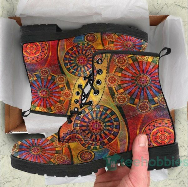 handcrafted colorful mandala leather boots shoes 1 nFAUZ 600x598px Handcrafted Colorful Mandala Leather Boots Shoes
