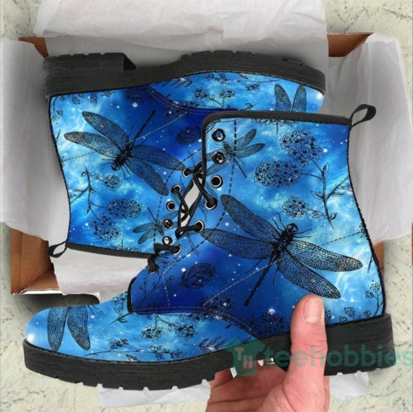handcrafted dragonfly blue leather boots shoes 1 6OKt0 600x598px Handcrafted Dragonfly Blue Leather Boots Shoes