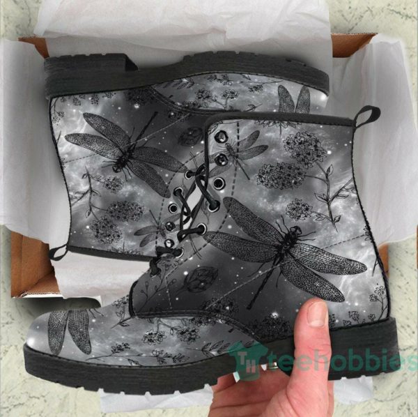 handcrafted dragonfly pattern leather boots shoes 1 NGR15 600x598px Handcrafted Dragonfly Pattern Leather Boots Shoes