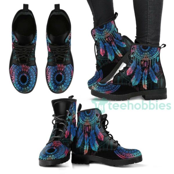 handcrafted feather dreamcatcher mandala leather boots shoes 1 5sgp0 600x600px Handcrafted Feather Dreamcatcher Mandala Leather Boots Shoes
