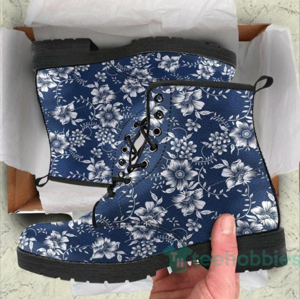 handcrafted floral navy leather boots shoes 1 kahQp 600x598px Handcrafted Floral Navy Leather Boots Shoes