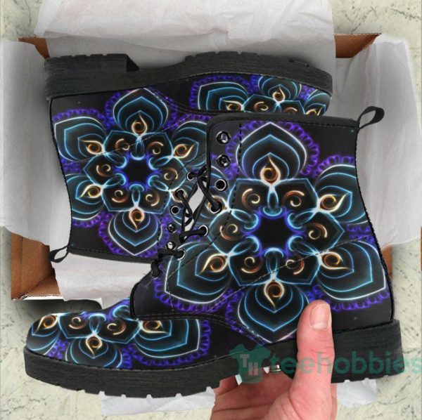 handcrafted fractal mandala leather boots shoes 1 RZ061 600x598px Handcrafted Fractal Mandala Leather Boots Shoes