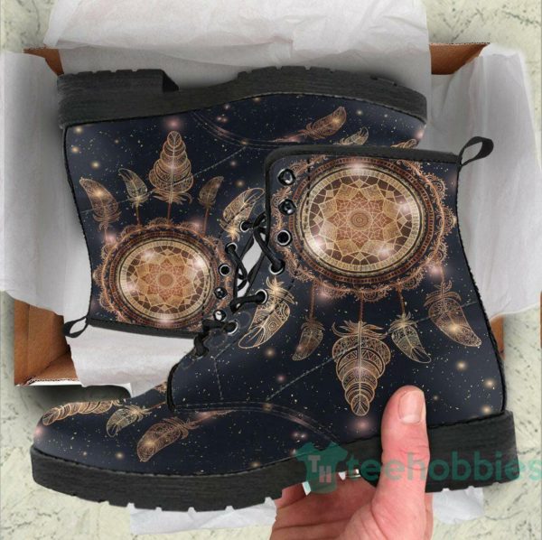 handcrafted gold dreamcatcher leather boots shoes 1 FsQKA 600x598px Handcrafted Gold Dreamcatcher Leather Boots Shoes
