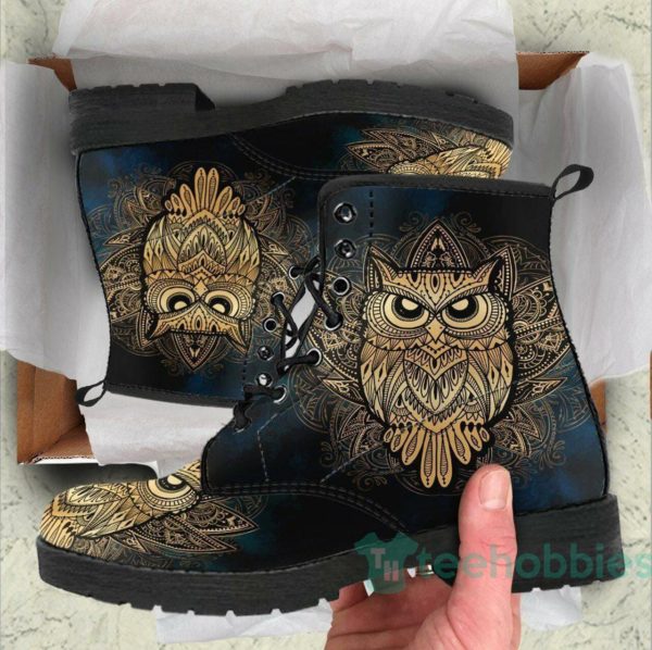 handcrafted gold owl leather boots shoes 1 b2QxJ 600x598px Handcrafted Gold Owl Leather Boots Shoes