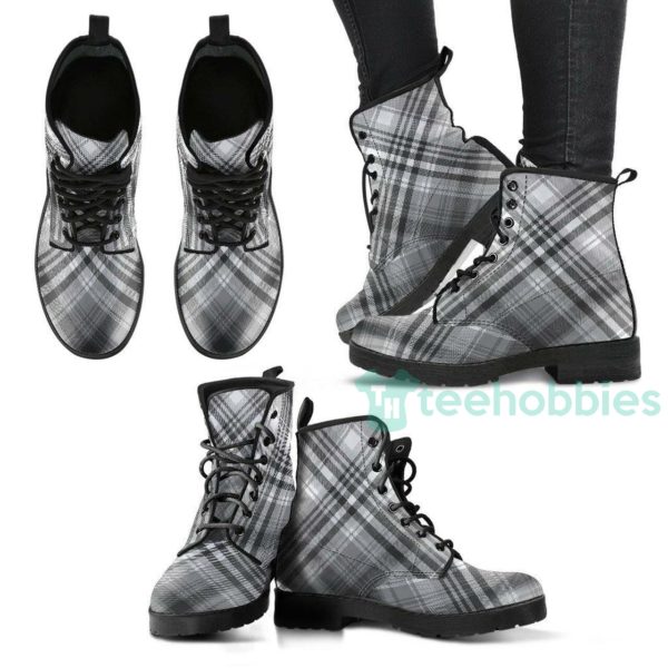 handcrafted grey plaid leather boots shoes 1 RsHPh 600x600px Handcrafted Grey Plaid Leather Boots Shoes