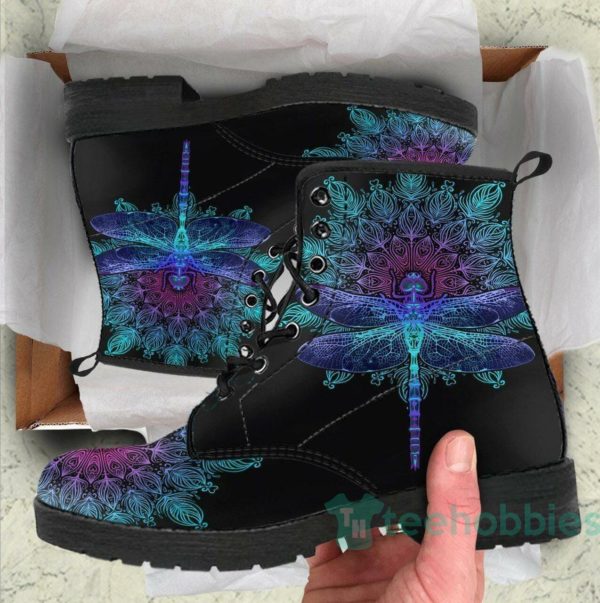 handcrafted mandala dragonfly leather boots shoes 1 xc7IR 600x603px Handcrafted Mandala Dragonfly Leather Boots Shoes