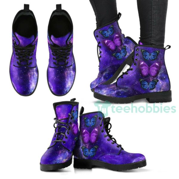 handcrafted purple galaxy butterfly leather boots shoes 1 y6zGT 600x600px Handcrafted Purple Galaxy Butterfly Leather Boots Shoes