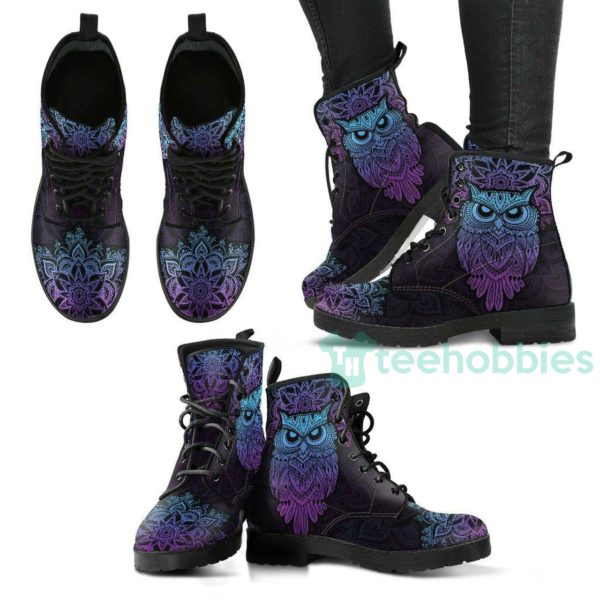 handcrafted purple owl leather boots . shoes 1 F5JnU 600x600px Handcrafted Purple Owl Leather Boots . Shoes