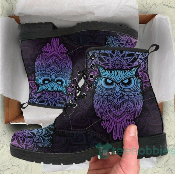 handcrafted purple owl leather boots shoes 1 aeQh1 600x598px Handcrafted Purple Owl Leather Boots Shoes