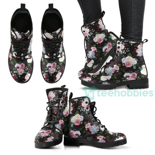 handcrafted rose flower leather boots shoes men women 1 R2V7H 600x600px Handcrafted Rose Flower Leather Boots Shoes Men Women