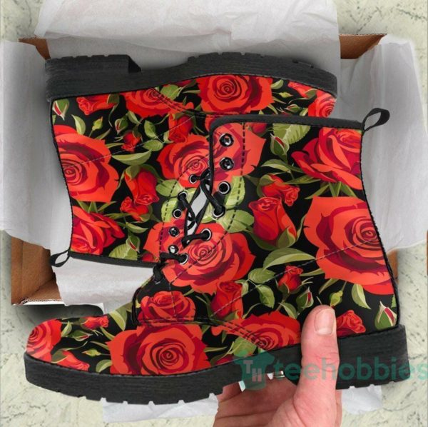 handcrafted roses red leather boots shoes 1 besij 600x598px Handcrafted Roses Red Leather Boots Shoes
