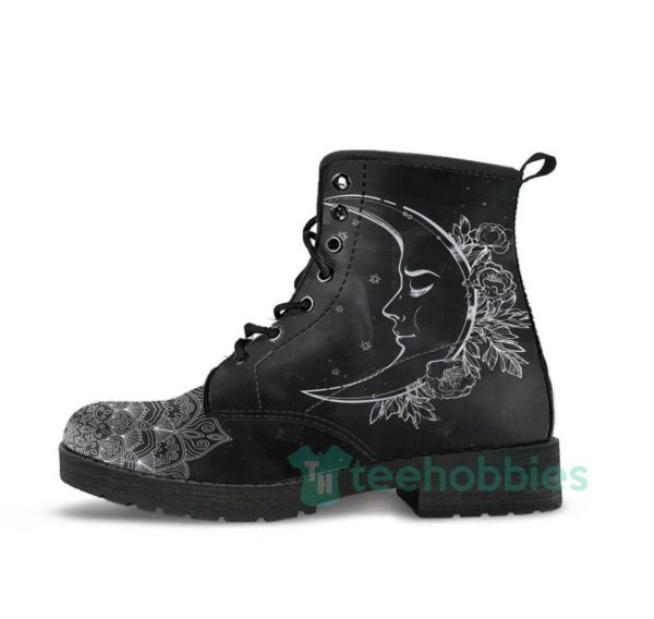 handcrafted sun and moon black leather boots shoes 1 sTyYt 600x568px Handcrafted Sun And Moon Black Leather Boots Shoes
