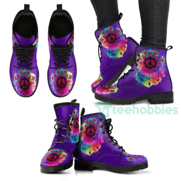 henna peace handcrafted purple leather boots shoes 1 3SLhg 600x600px Henna Peace Handcrafted Purple Leather Boots Shoes