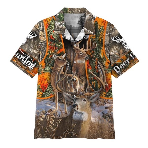 Hunting Lover Deer Hunting 3D Hawaiian Shirt - Short-Sleeve Hawaiian Shirt - Brown