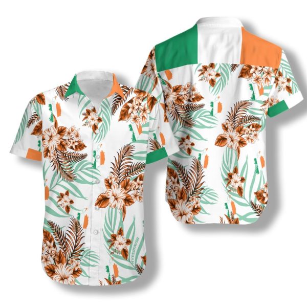 Ireland Proud Tropical Hawaiian Shirt - Short-Sleeve Hawaiian Shirt - White