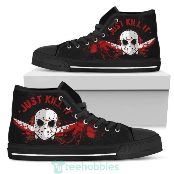 jason voorhees high top shoes custom just kill it horror 1 KcxZr 600x600px Jason Voorhees High Top Shoes Custom Just Kill It Horror