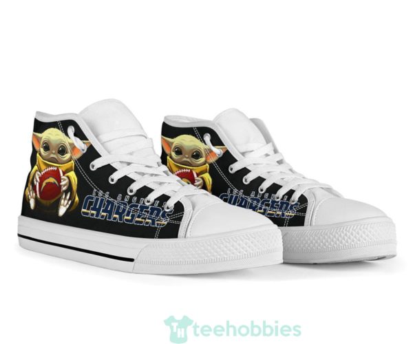 la chargers cute baby yoda high top shoes fan gift 4 YIU36 600x500px LA Chargers Cute Baby Yoda High Top Shoes Fan Gift