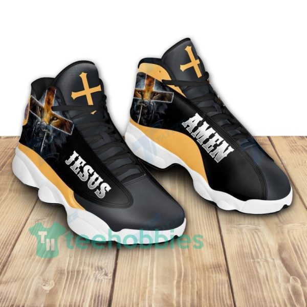 lion jesus amen air jordan 13 sneaker shoes 3 NZKwG 600x600px Lion Jesus Amen Air Jordan 13 Sneaker Shoes