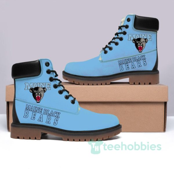 maine black bears football leather boots men women shoes 1 RAdCo 600x585px Maine Black Bears Football Leather Boots Men Women Shoes