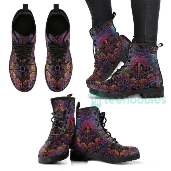 mandala dragonfly leather boots shoes 1 MTLEc 600x600px Mandala Dragonfly Leather Boots Shoes