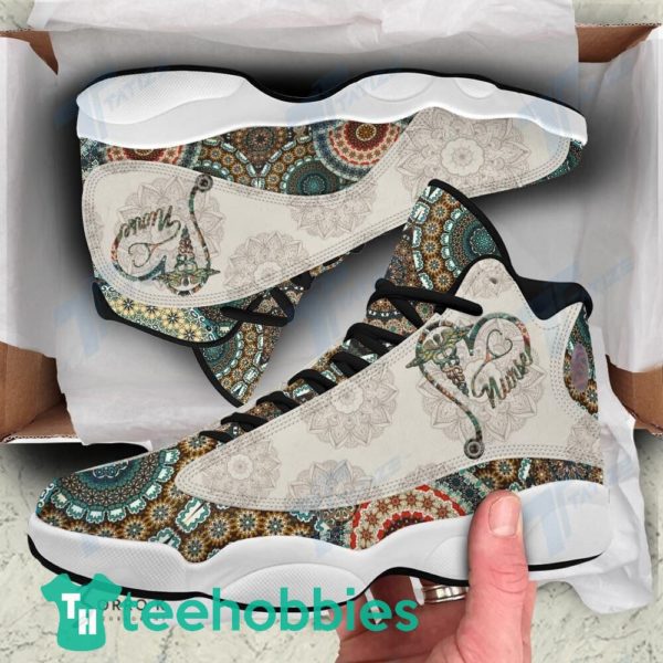 mandala pattern nurse air jordan 13 sneaker shoes 1 cI84d 600x600px Mandala Pattern Nurse Air Jordan 13 Sneaker Shoes