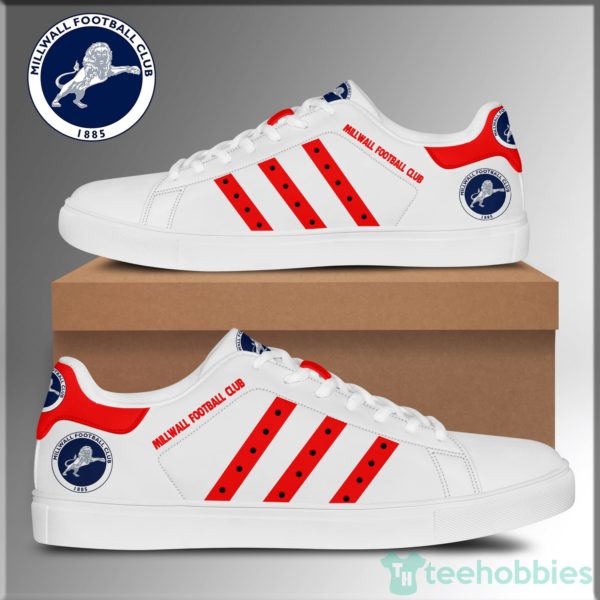 millwall football club red striped low top skate shoes 1 v43ed 600x600px Millwall Football Club Red Striped Low Top Skate Shoes