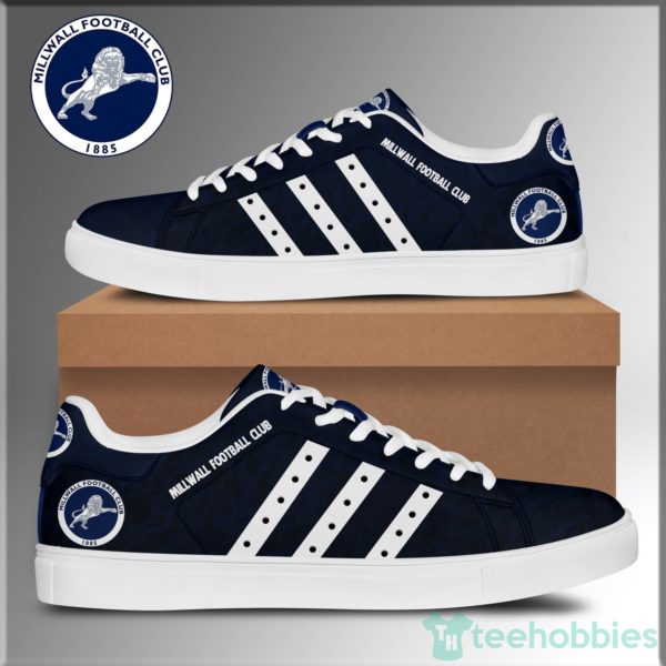 millwall football club white striped low top skate shoes 1 S8uxv 600x600px Millwall Football Club White Striped Low Top Skate Shoes