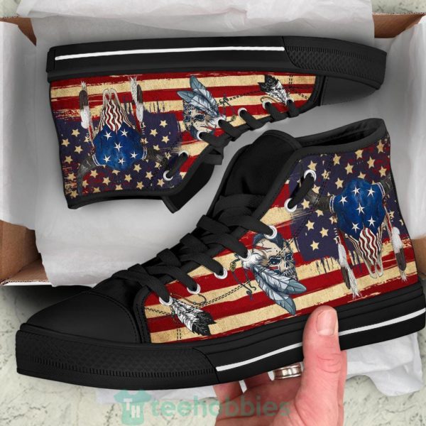 native american buffalo skull sneakers high top shoes 2 P9cyN 600x600px Native American Buffalo Skull Sneakers High Top Shoes