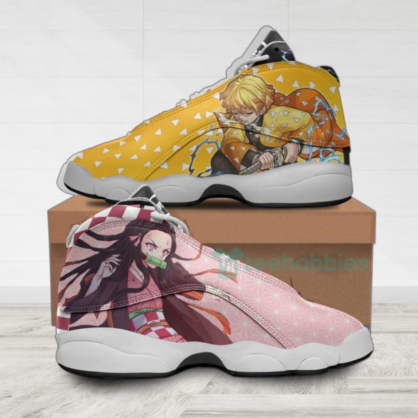 nezuko and zenitsu custom kny anime air jordan 13 shoes 1 DdWje 600x600px Nezuko And Zenitsu Custom KNY Anime Air Jordan 13 Shoes