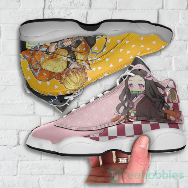 nezuko and zenitsu custom kny anime air jordan 13 shoes 3 MsveA 600x600px Nezuko And Zenitsu Custom KNY Anime Air Jordan 13 Shoes