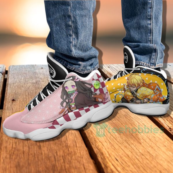 nezuko and zenitsu custom kny anime air jordan 13 shoes 4 3pfA5 600x600px Nezuko And Zenitsu Custom KNY Anime Air Jordan 13 Shoes