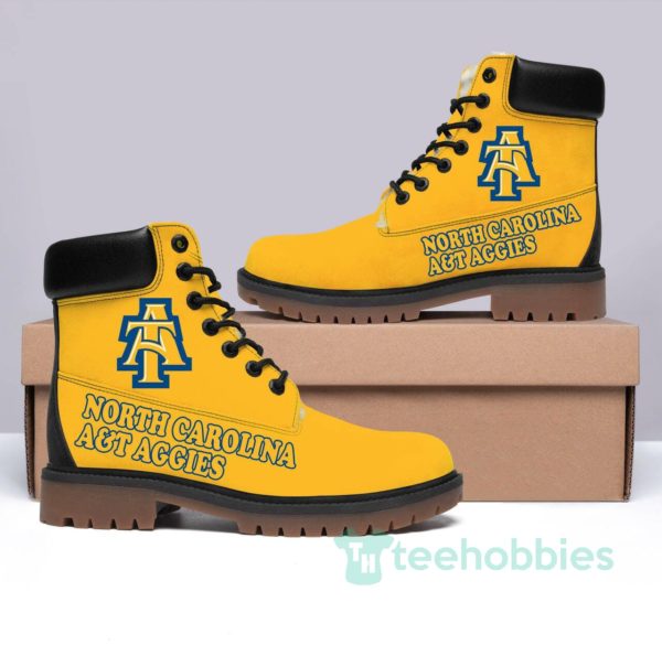 north carolina a26t aggies football leather boots men women shoes 1 ZLCY0 600x585px North Carolina A&T Aggies Football Leather Boots Men Women Shoes