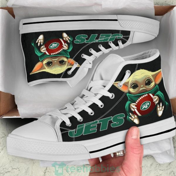 ny jets cute baby yoda high top shoes fan gift 2 llrY5 600x600px NY Jets Cute Baby Yoda High Top Shoes Fan Gift