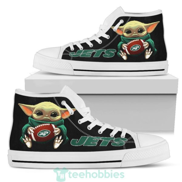 ny jets cute baby yoda high top shoes fan gift 3 ymLee 600x600px NY Jets Cute Baby Yoda High Top Shoes Fan Gift
