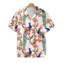 Oriental Peacock 3D Hawaiian Shirt - Short-Sleeve Hawaiian Shirt - White