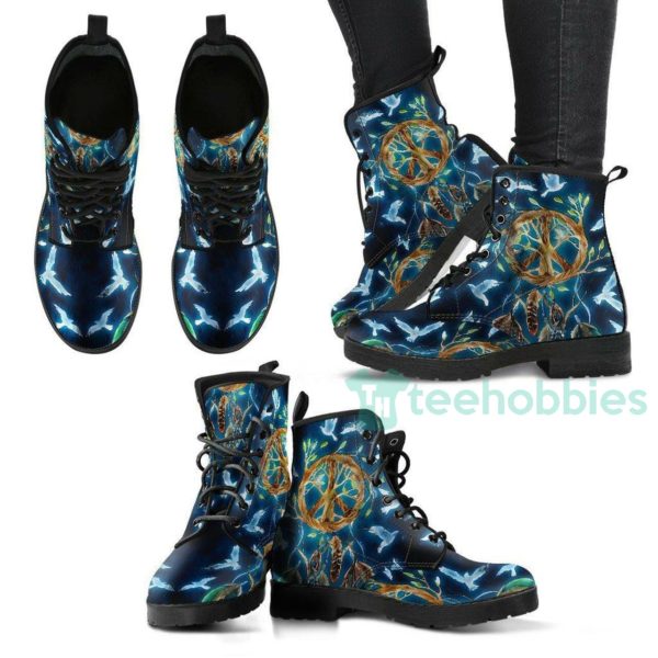 peace dream catcher handcrafted navy leather boots shoes 1 aBcBB 600x600px Peace Dream Catcher Handcrafted Navy Leather Boots Shoes