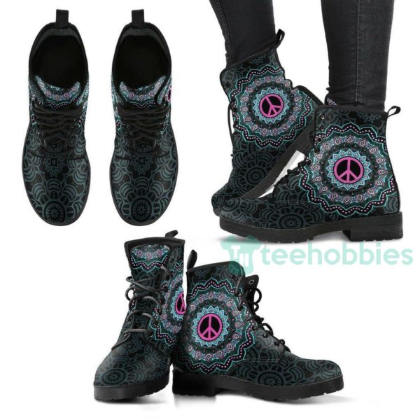 peace mandala handcrafted leather boots shoes 1 uLyUe 600x600px Peace Mandala Handcrafted Leather Boots Shoes