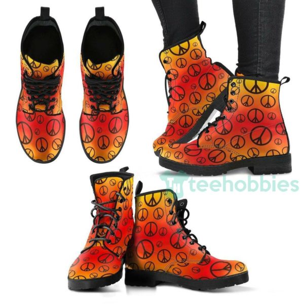 peace pattern handcrafted leather boots shoes 1 2VIim 600x600px Peace Pattern Handcrafted Leather Boots Shoes