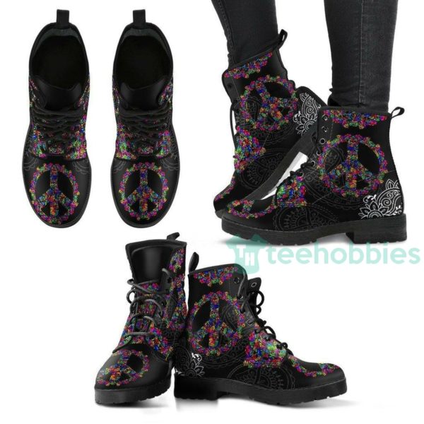 peace pattern handcrafted leather boots shoes 1 8Brz9 600x600px Peace Pattern Handcrafted Leather Boots Shoes