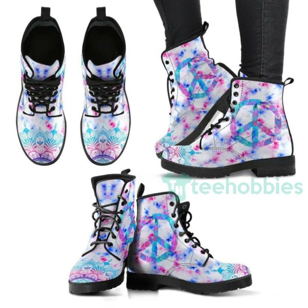 peace tie dye leather boots shoes 1 YqhnK 600x600px Peace Tie Dye Leather Boots Shoes