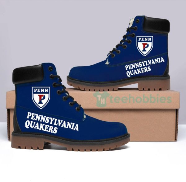 pennsylvania quakers football winter leather boots 1 yjl2W 600x585px Pennsylvania Quakers Football Winter Leather Boots