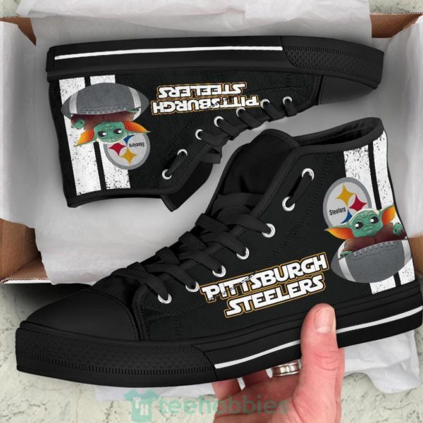 pittsburgh steelers baby yoda high top shoes fan gift 2 J0ET6 600x600px Pittsburgh Steelers Baby Yoda High Top Shoes Fan Gift