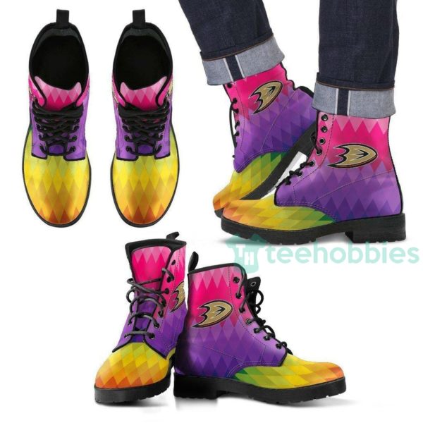 purple anaheim ducks leather boots shoes 1 w82aj 600x600px Purple Anaheim Ducks Leather Boots Shoes