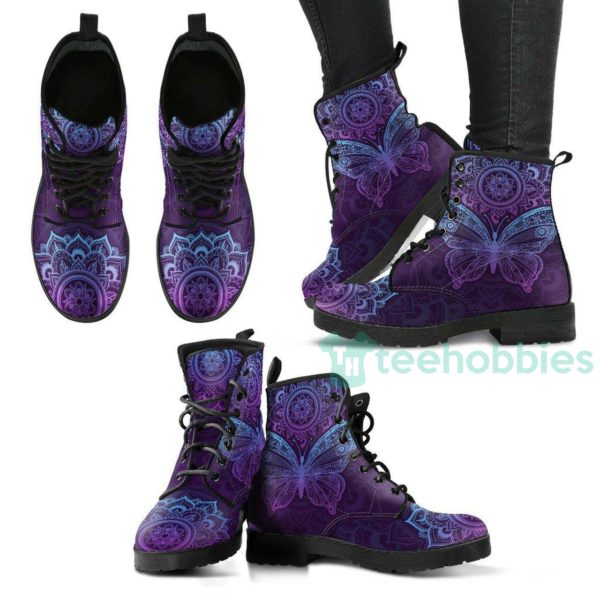 purple butterfly handcrafted leather boots shoes 1 CQCo4 600x600px Purple Butterfly Handcrafted Leather Boots Shoes
