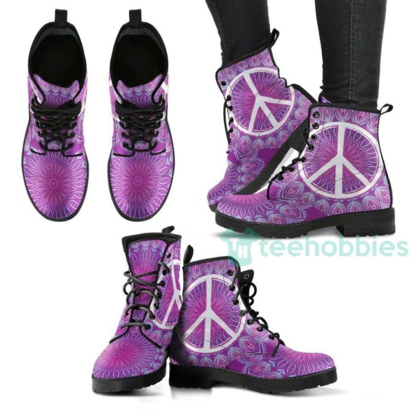 purple peace mandala handcrafted leather boots shoes 1 N2QJq 600x600px Purple Peace Mandala Handcrafted Leather Boots Shoes