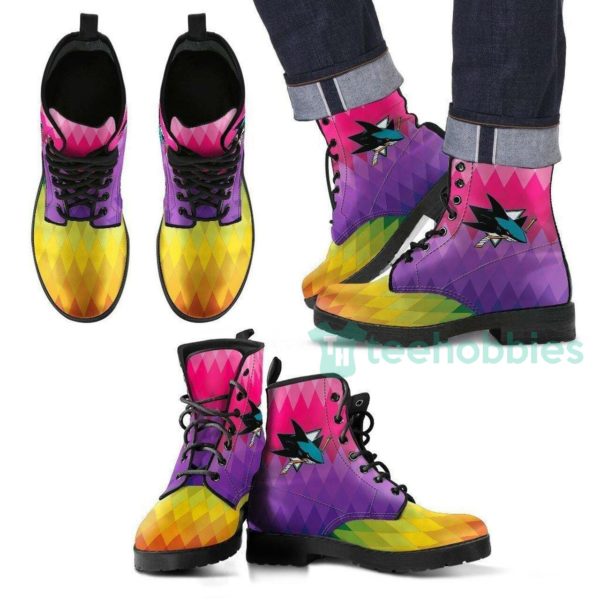 purple san jose sharks leather boots shoes 1 xJGd8 600x600px Purple San Jose Sharks Leather Boots Shoes